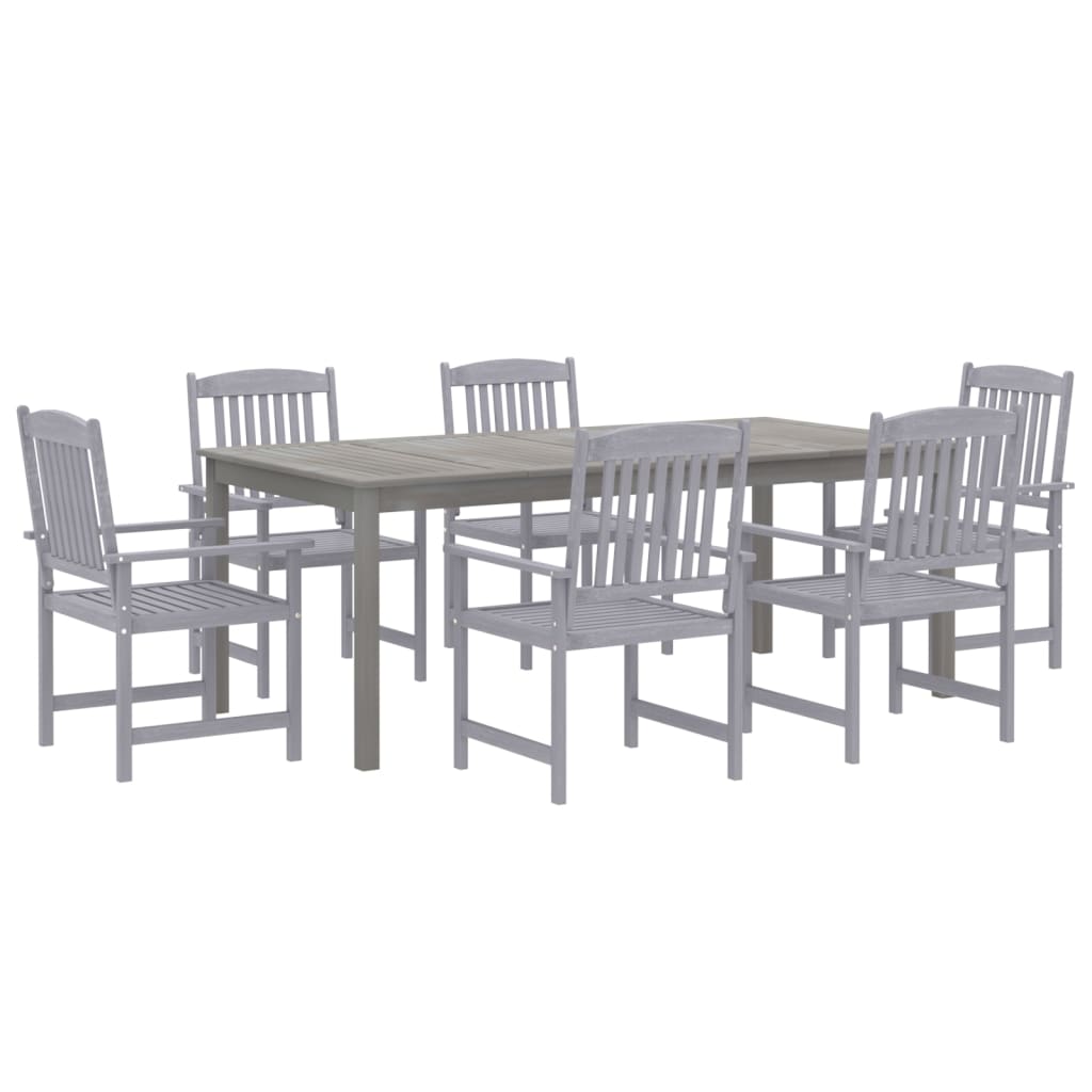 Set da Pranzo da Giardino 7 pz Legno Massello di Acacia Grigio | homemem39