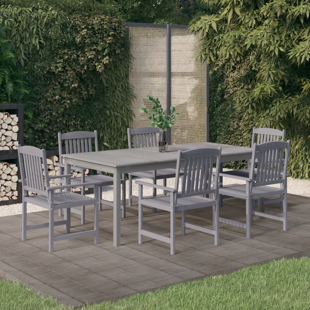 Set da Pranzo da Giardino 7 pz Legno Massello di Acacia Grigio | homemem39