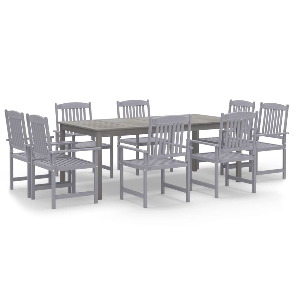 Set da Pranzo da Giardino 9 pz Legno Massello di Acacia Grigio | homemem39