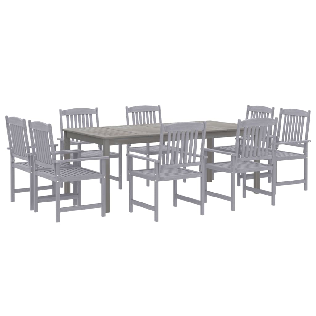Set da Pranzo da Giardino 9 pz Legno Massello di Acacia Grigio - homemem39