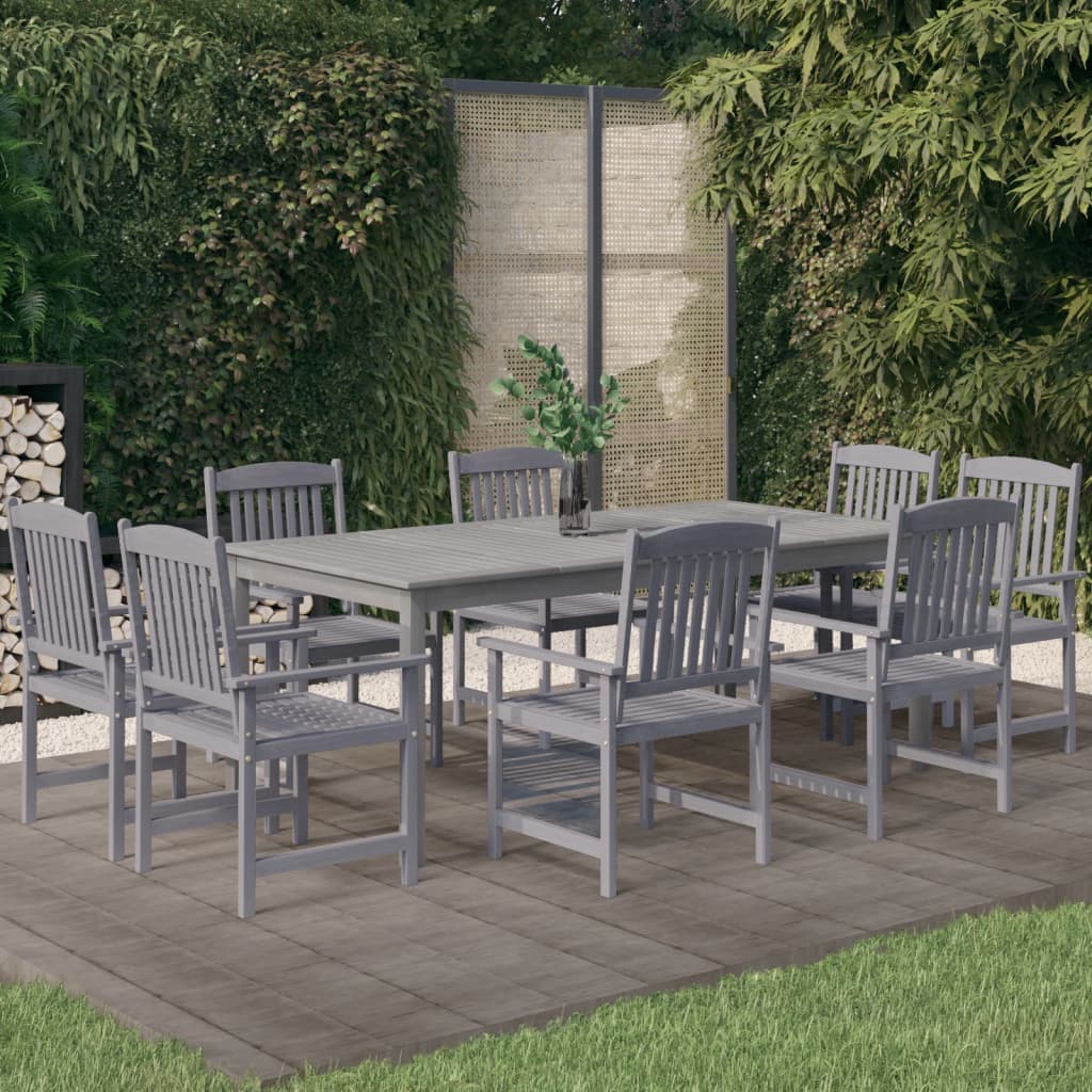 Set da Pranzo da Giardino 9 pz Legno Massello di Acacia Grigio - homemem39