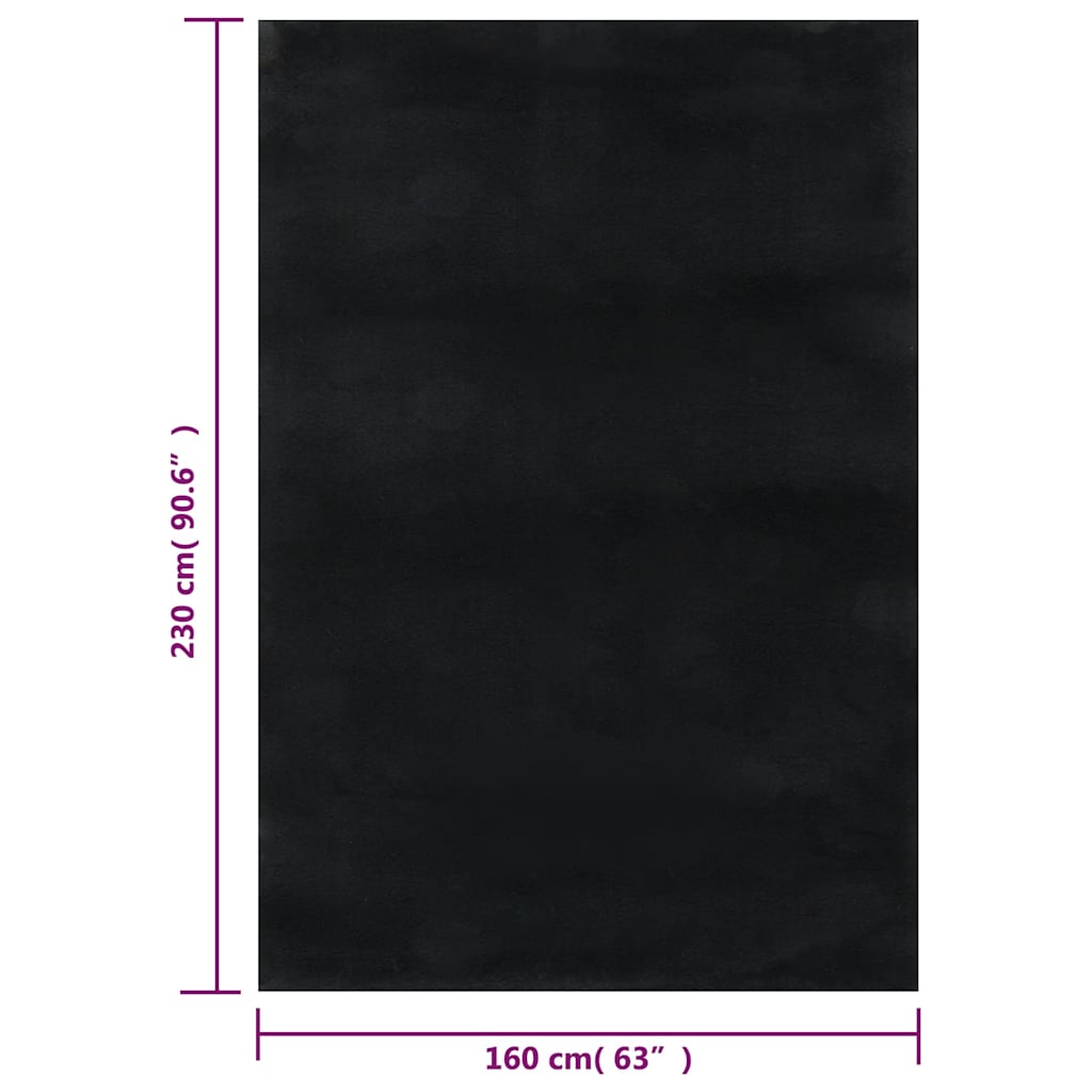 Tappeto Lavabile Soffice Pelo Corto 160x230 cm Antiscivolo Nero | homemem39