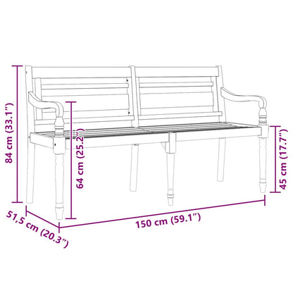Panchina Batavia 150 cm in Legno Massello di Teak - homemem39