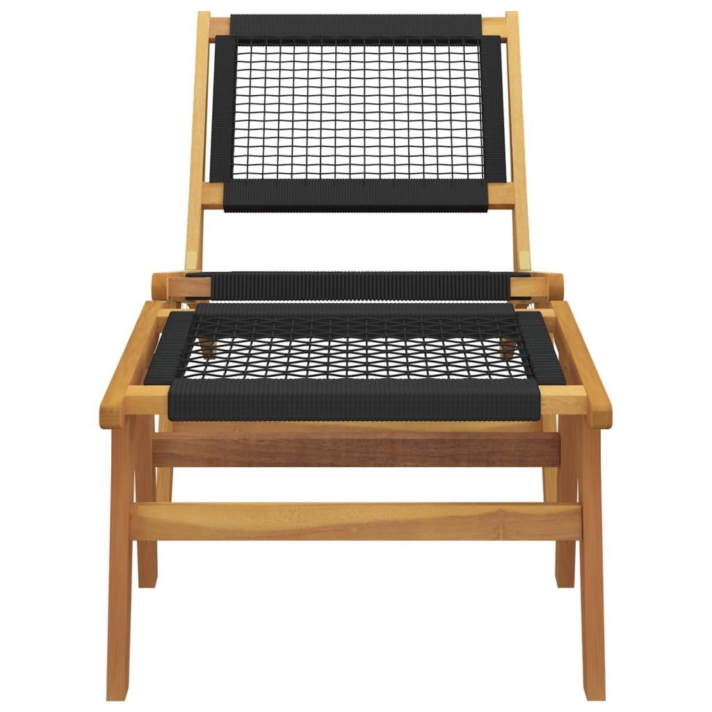 Sedia da Giardino Poggiapiedi Legno Massello di Teak Poliestere - homemem39