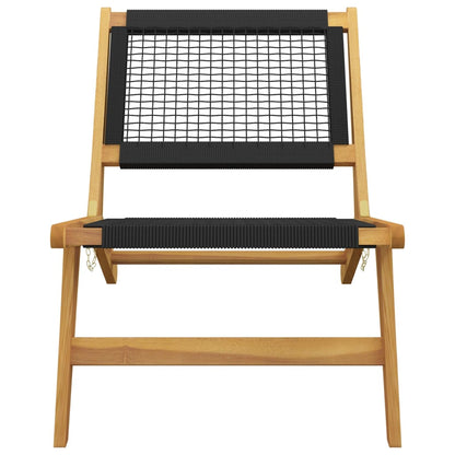 Sedia da Giardino Poggiapiedi Legno Massello di Teak Poliestere - homemem39