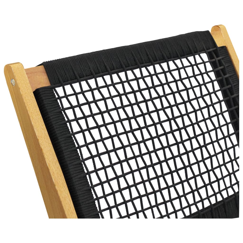 Sedia da Giardino Poggiapiedi Legno Massello di Teak Poliestere - homemem39