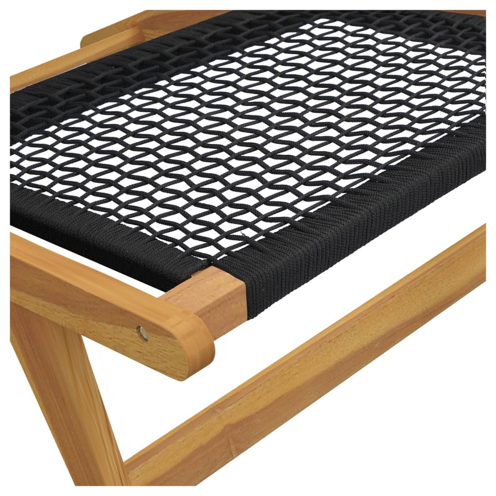 Sedia da Giardino Poggiapiedi Legno Massello di Teak Poliestere - homemem39