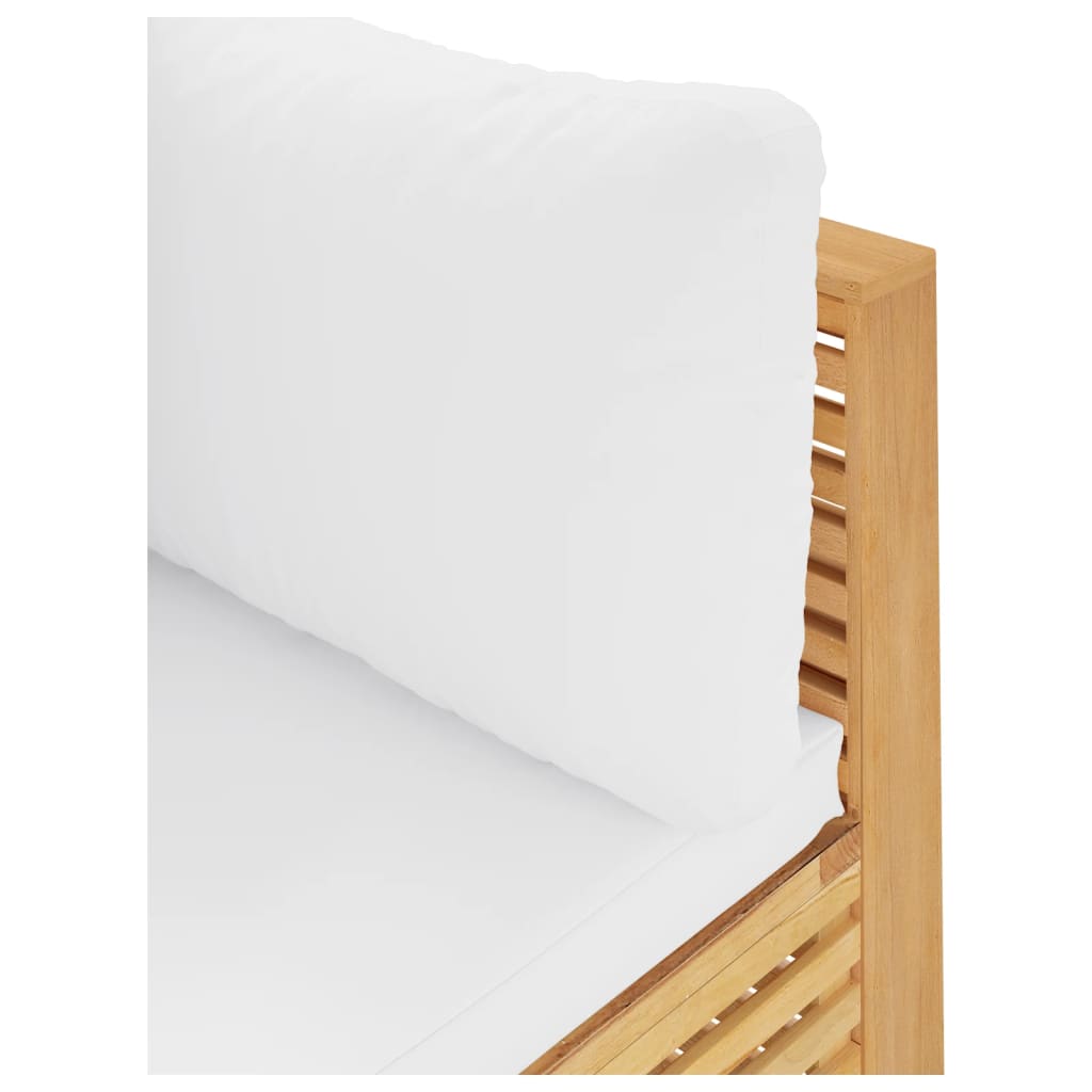 Divano Angolare da Giardino con Cuscini Crema Massello di Teak | homemem39