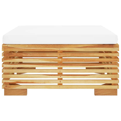 Poggiapiedi da Giardino con Cuscino Crema Legno Massello Teak | homemem39