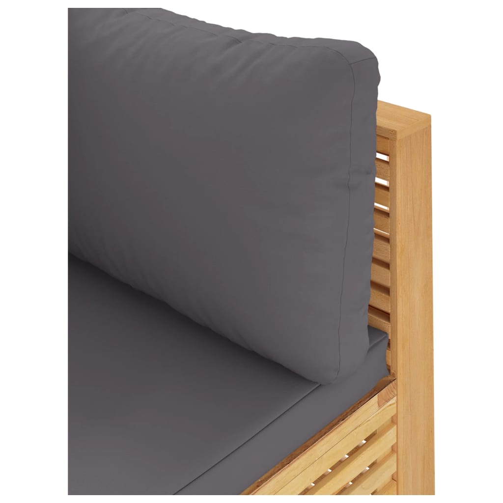 Divano Angolare Giardino Cuscini Grigio Scuro Massello di Teak | homemem39