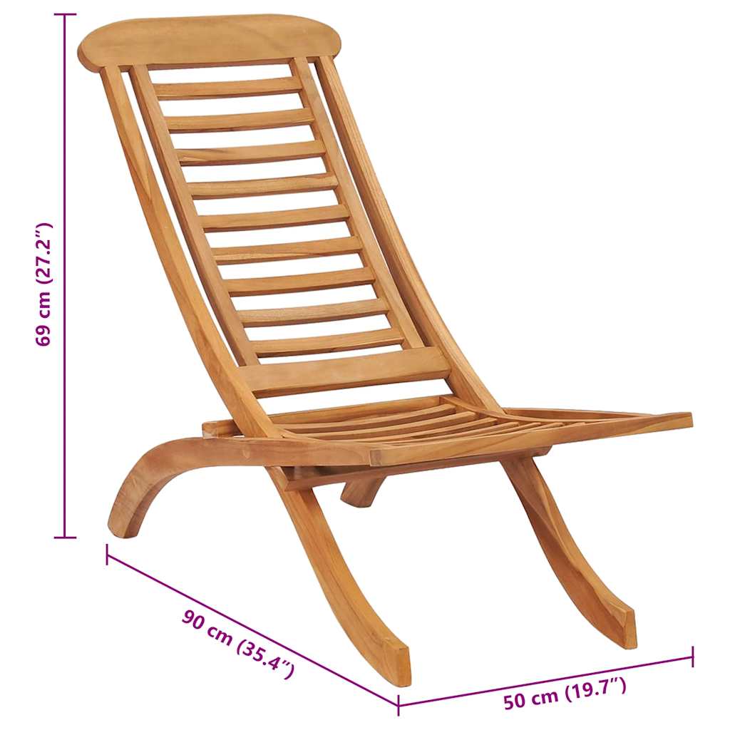 Sedia da Giardino Pieghevole 50x90x69 cm Legno Massello di Teak - homemem39