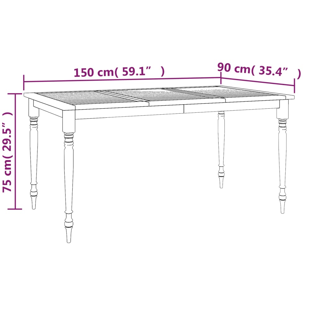 Tavolo Batavia 150x90x75 cm Legno Massello di Teak - homemem39