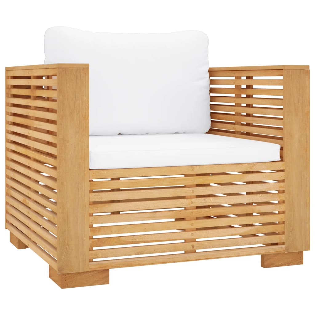 Divano da Giardino con Cuscini Crema in Legno Massello di Teak | homemem39