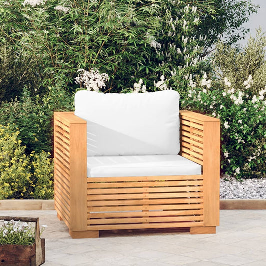 Divano da Giardino con Cuscini Crema in Legno Massello di Teak | homemem39