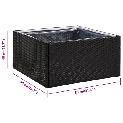 Fioriera da Giardino Nero 80x80x40 cm in Polyrattan - homemem39