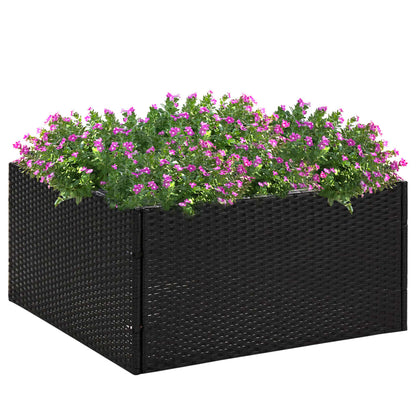 Fioriera da Giardino Nero 80x80x40 cm in Polyrattan | homemem39