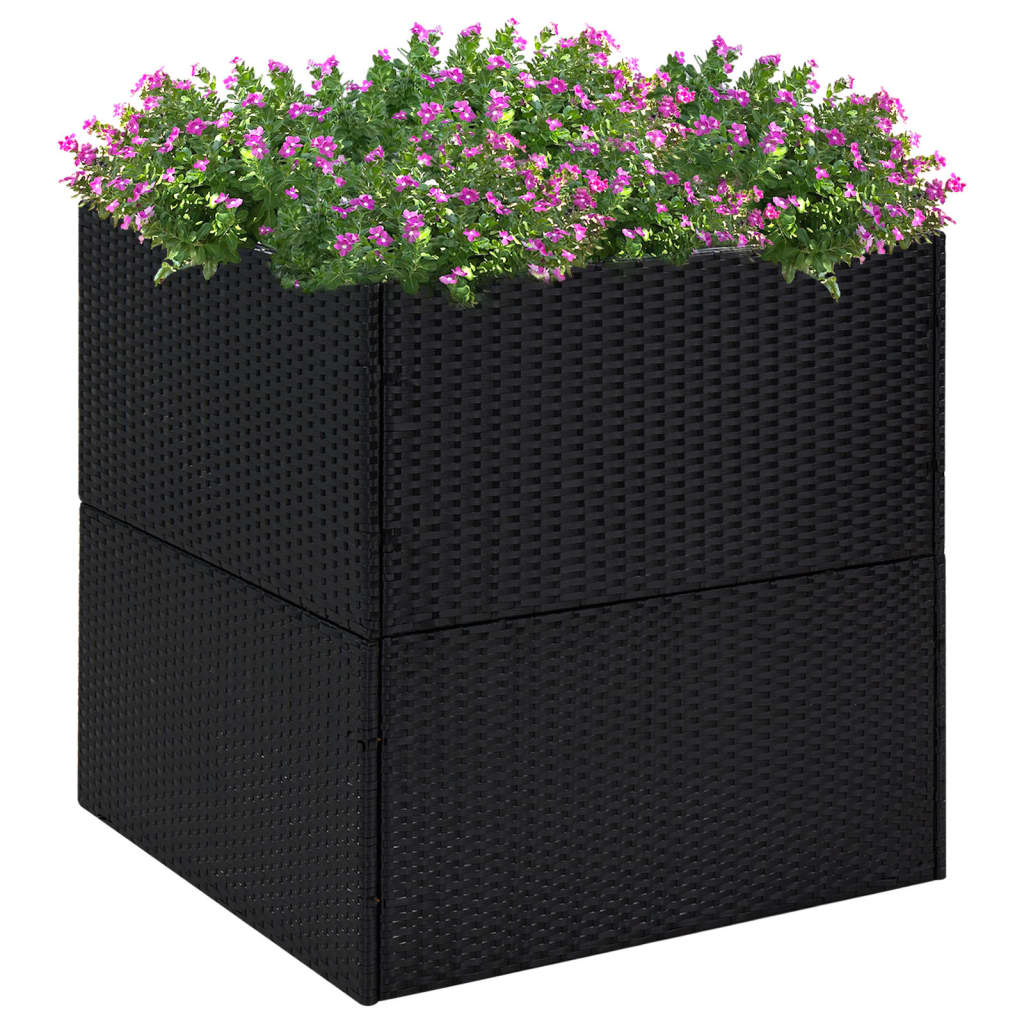 Fioriera da Giardino Nero 80x80x80 cm in Polyrattan - homemem39