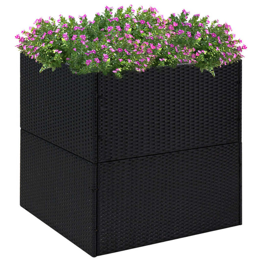 Fioriera da Giardino Nero 80x80x80 cm in Polyrattan - homemem39