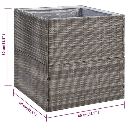 Fioriera da Giardino Grigia 80x80x80 cm in Polyrattan | homemem39