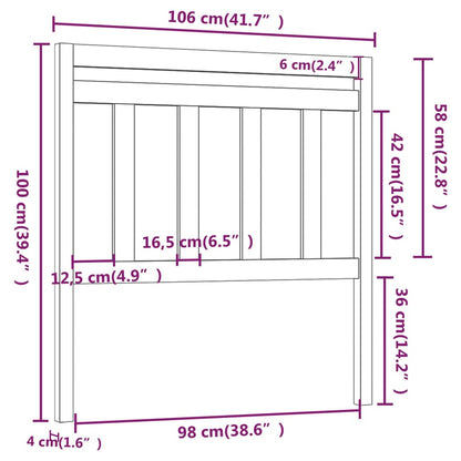 Testiera per Letto Grigia 106x4x100cm in Legno Massello di Pino - homemem39