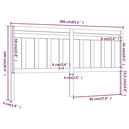 Testiera per Letto 206x4x100 cm in Legno Massello di Pino - homemem39