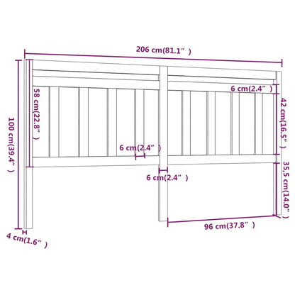 Testiera per Letto ambra 206x4x100 cm in Legno Massello di Pino - homemem39