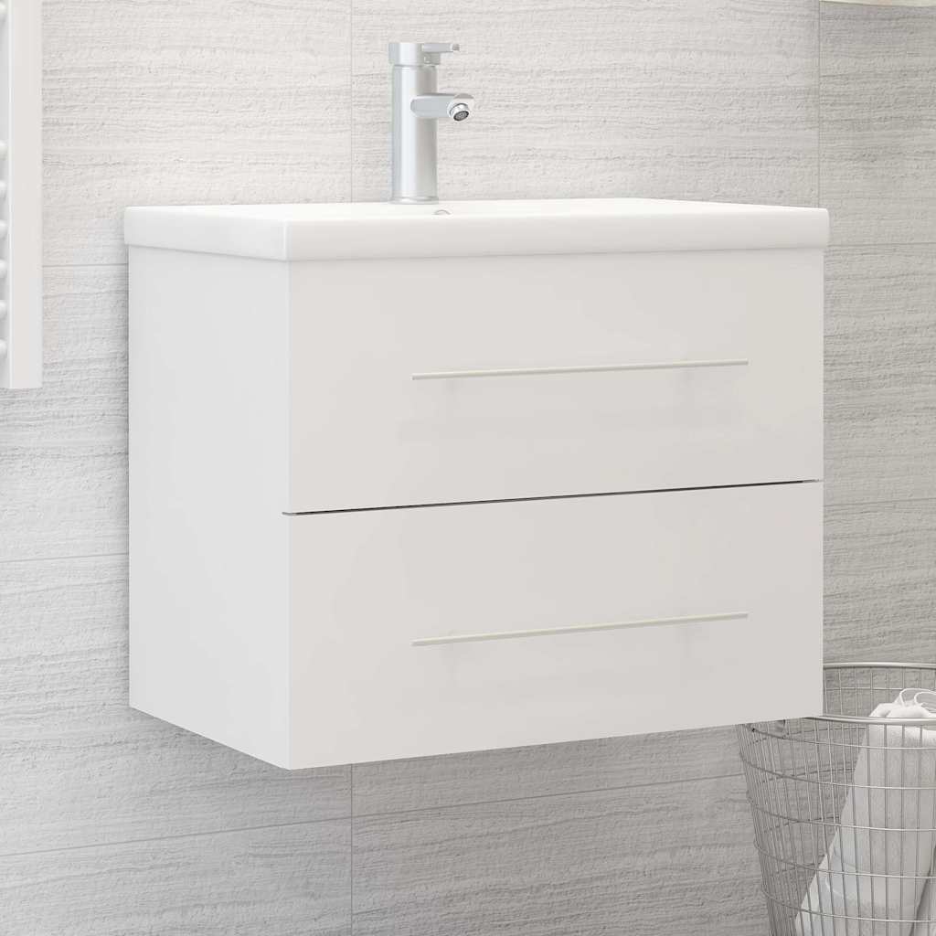 Mobile con Lavandino Integrato Bianco in Legno Multistrato