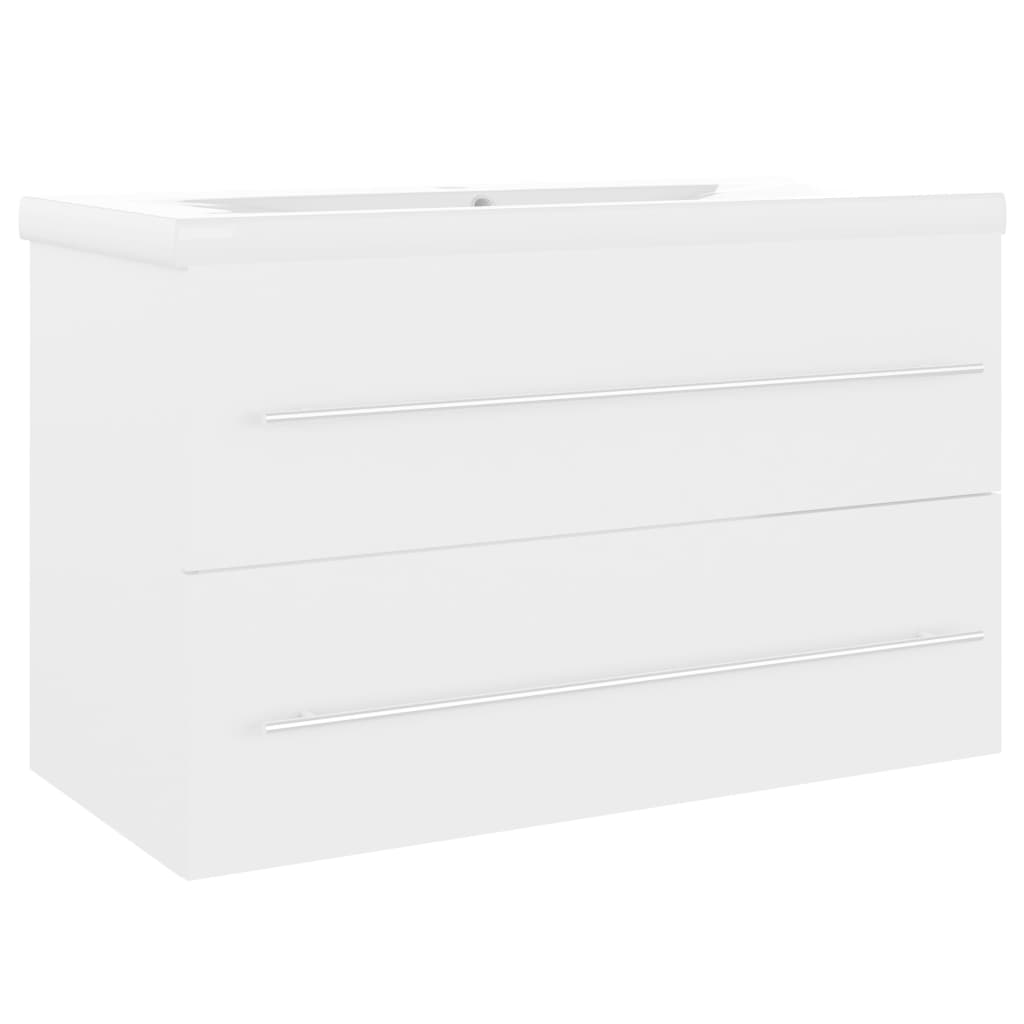 Mobile con Lavabo Integrato Bianco in Legno Multistrato | homemem39