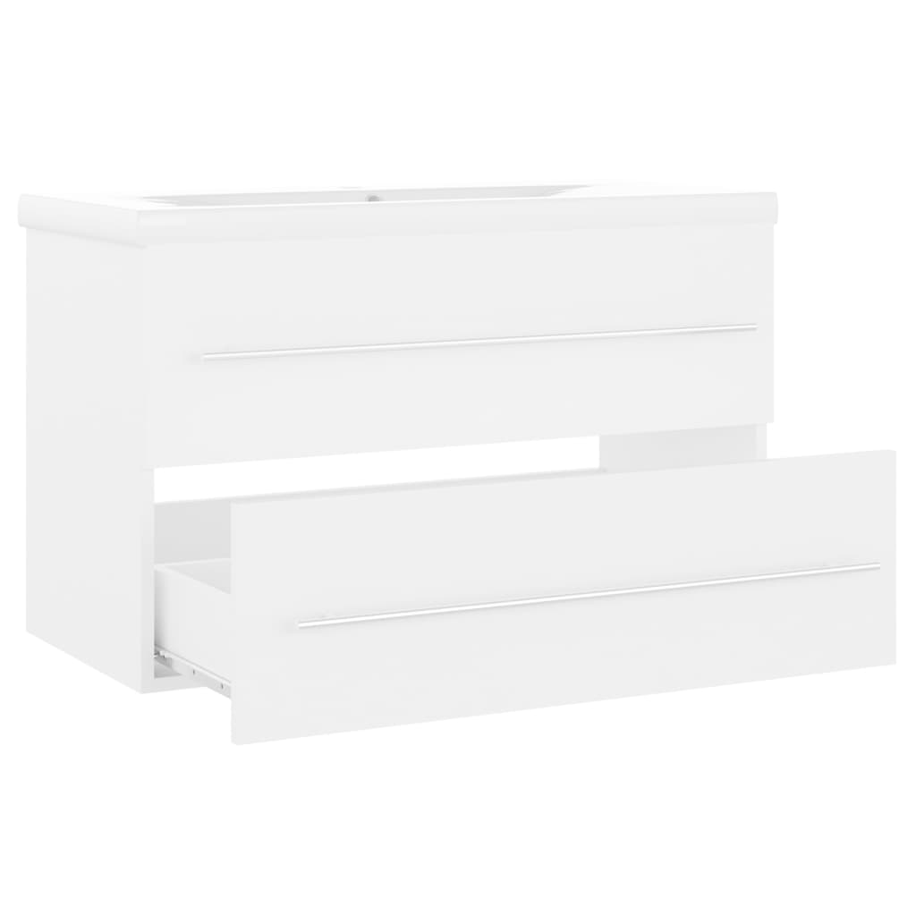Mobile con Lavabo Integrato Bianco in Legno Multistrato | homemem39