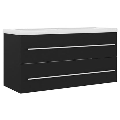 Mobile con Lavabo Integrato Nero in Legno Multistrato | homemem39