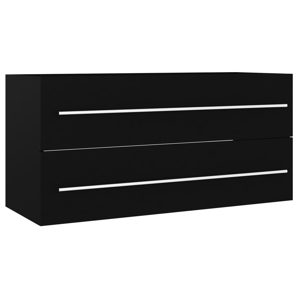 Mobile con Lavabo Integrato Nero in Legno Multistrato | homemem39