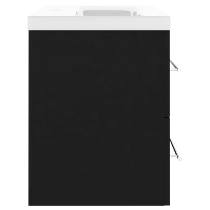 Mobile con Lavabo Integrato Nero in Legno Multistrato | homemem39