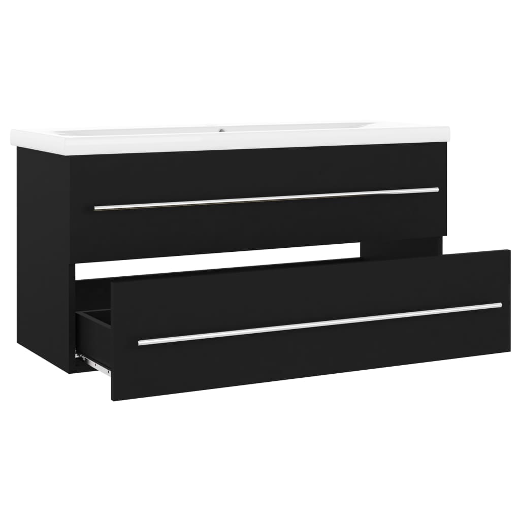 Mobile con Lavabo Integrato Nero in Legno Multistrato | homemem39