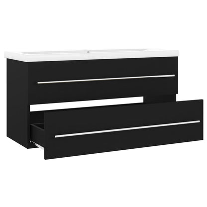 Mobile con Lavabo Integrato Nero in Legno Multistrato | homemem39