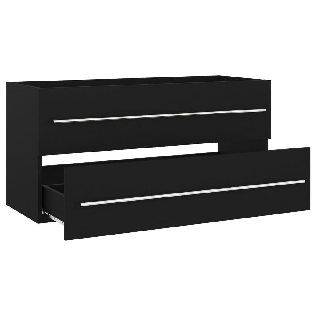 Mobile con Lavabo Integrato Nero in Legno Multistrato | homemem39