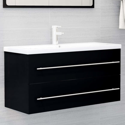 Mobile con Lavabo Integrato Nero in Legno Multistrato | homemem39