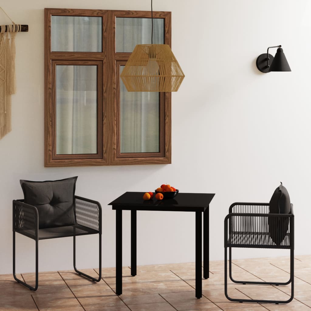 Set da Pranzo da Giardino 3 pz Nero | homemem39