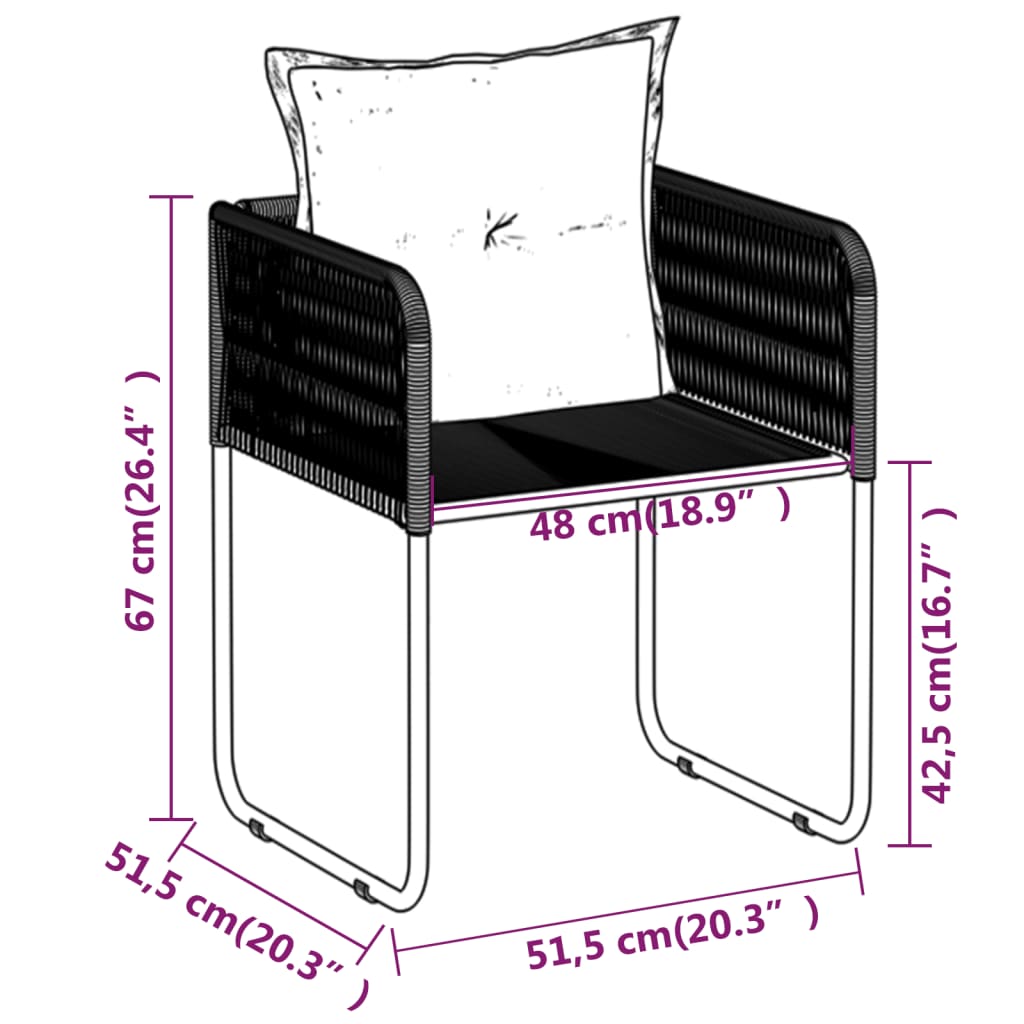 Set da Pranzo da Giardino 5 pz Nero | homemem39