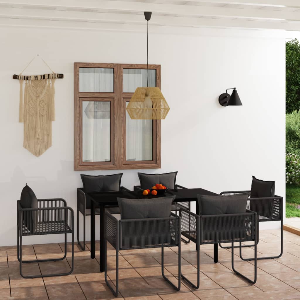 Set da Pranzo da Giardino 7 pz Nero - homemem39