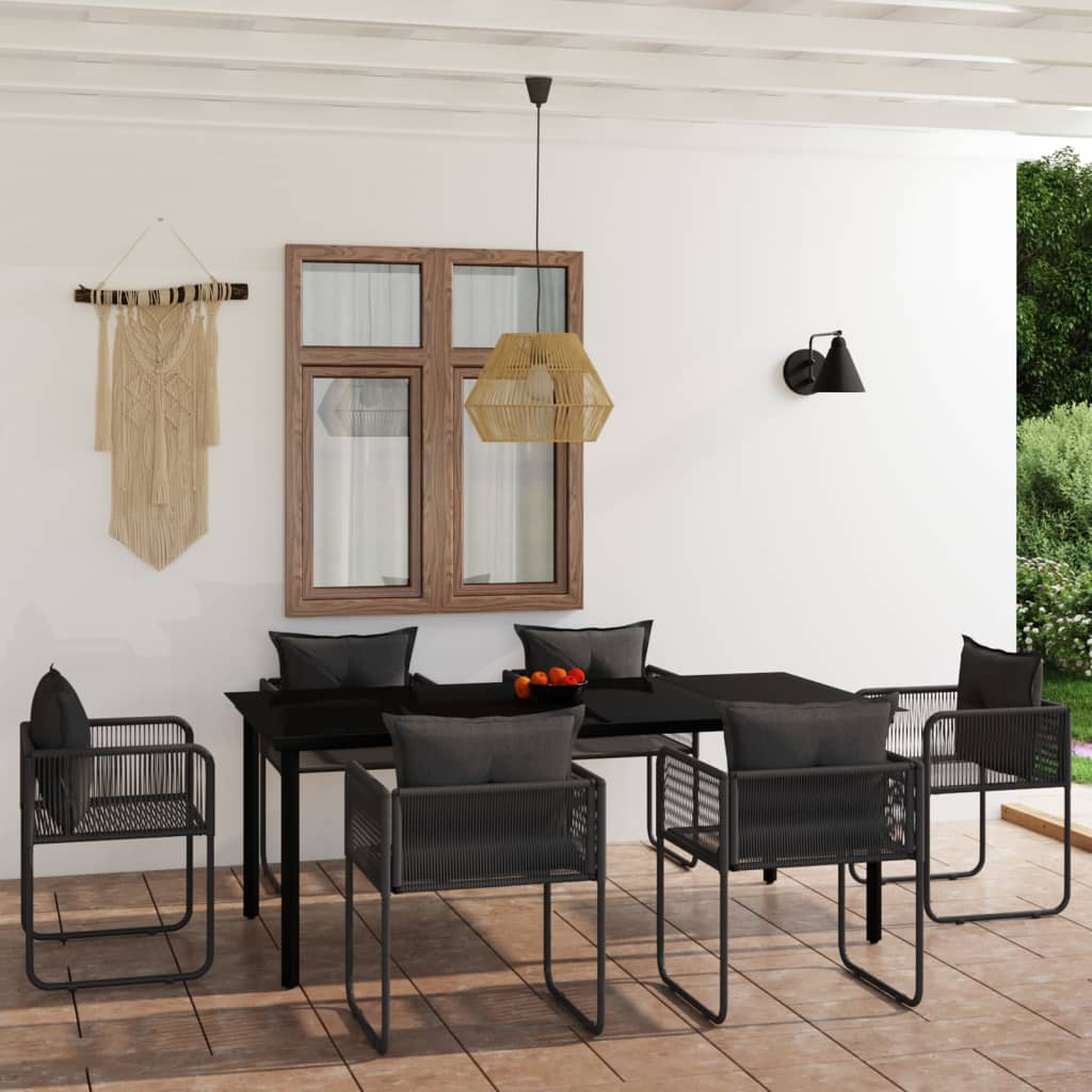 Set da Pranzo da Giardino 7 pz Nero | homemem39