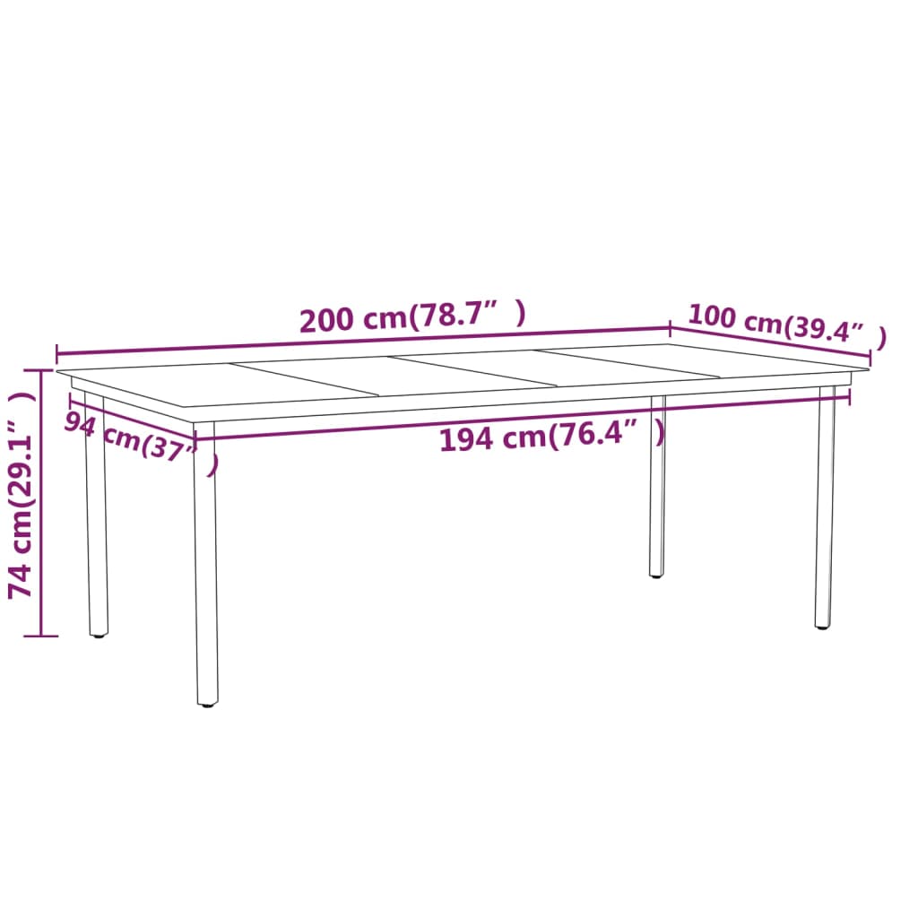 Set da Pranzo da Giardino 9 pz Nero | homemem39