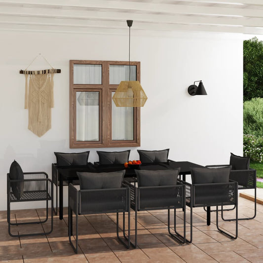 Set da Pranzo da Giardino 9 pz Nero - homemem39
