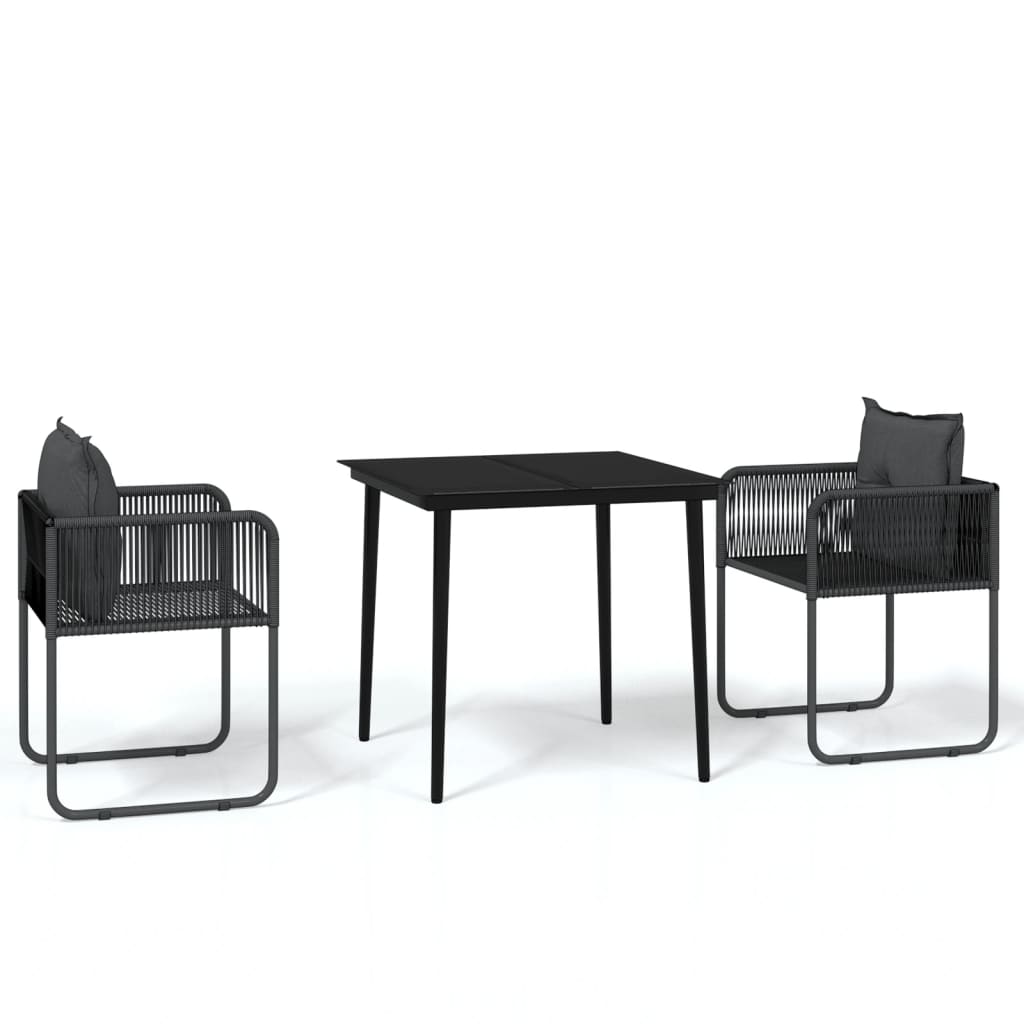 Set da Pranzo da Giardino 3 pz Nero | homemem39