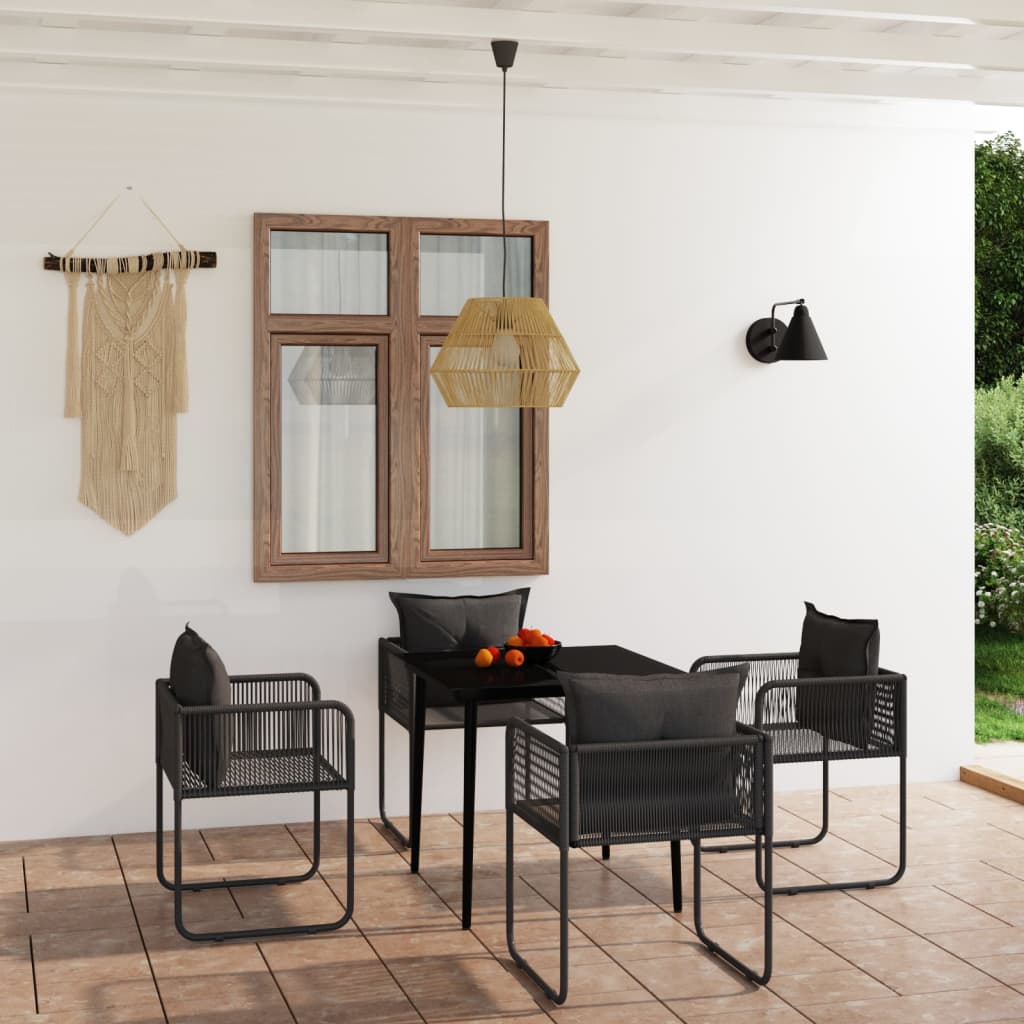 Set da Pranzo da Giardino 5 pz Nero - homemem39
