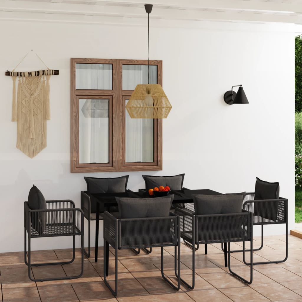 Set da Pranzo da Giardino 7 pz Nero | homemem39