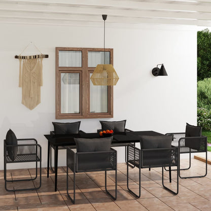 Set da Pranzo da Giardino 7 pz Nero - homemem39