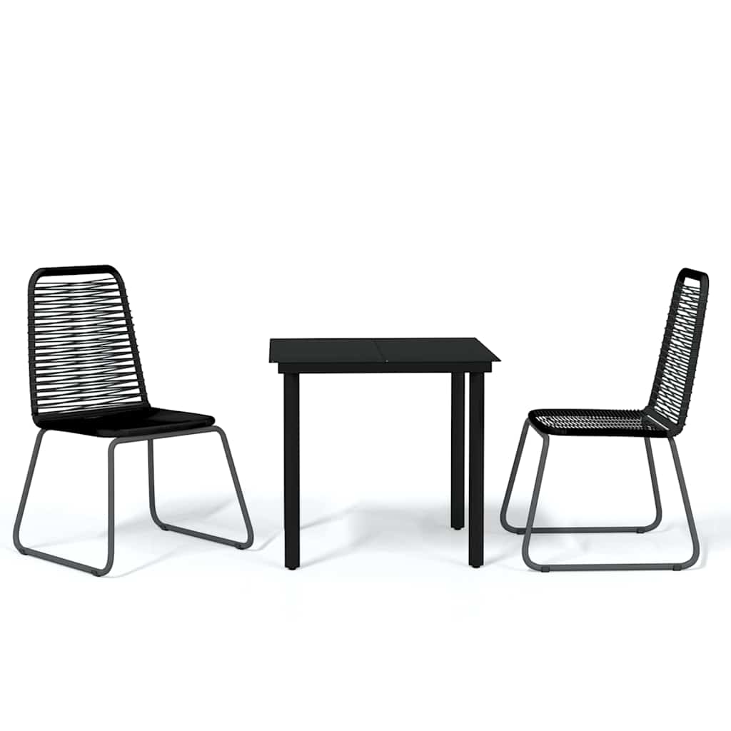 Set Mobili da Pranzo per Giardino 3 pz Nero | homemem39