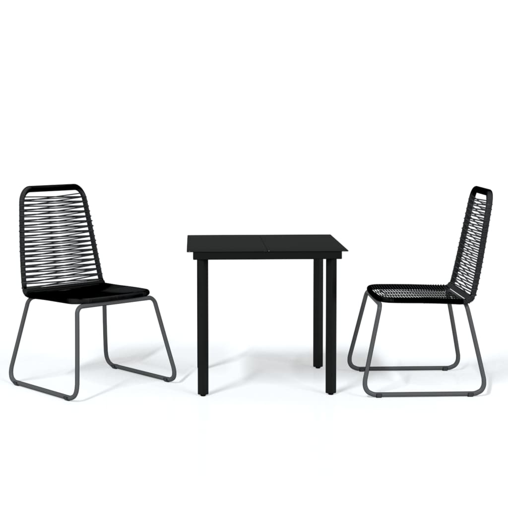 Set Mobili da Pranzo per Giardino 3 pz Nero - homemem39