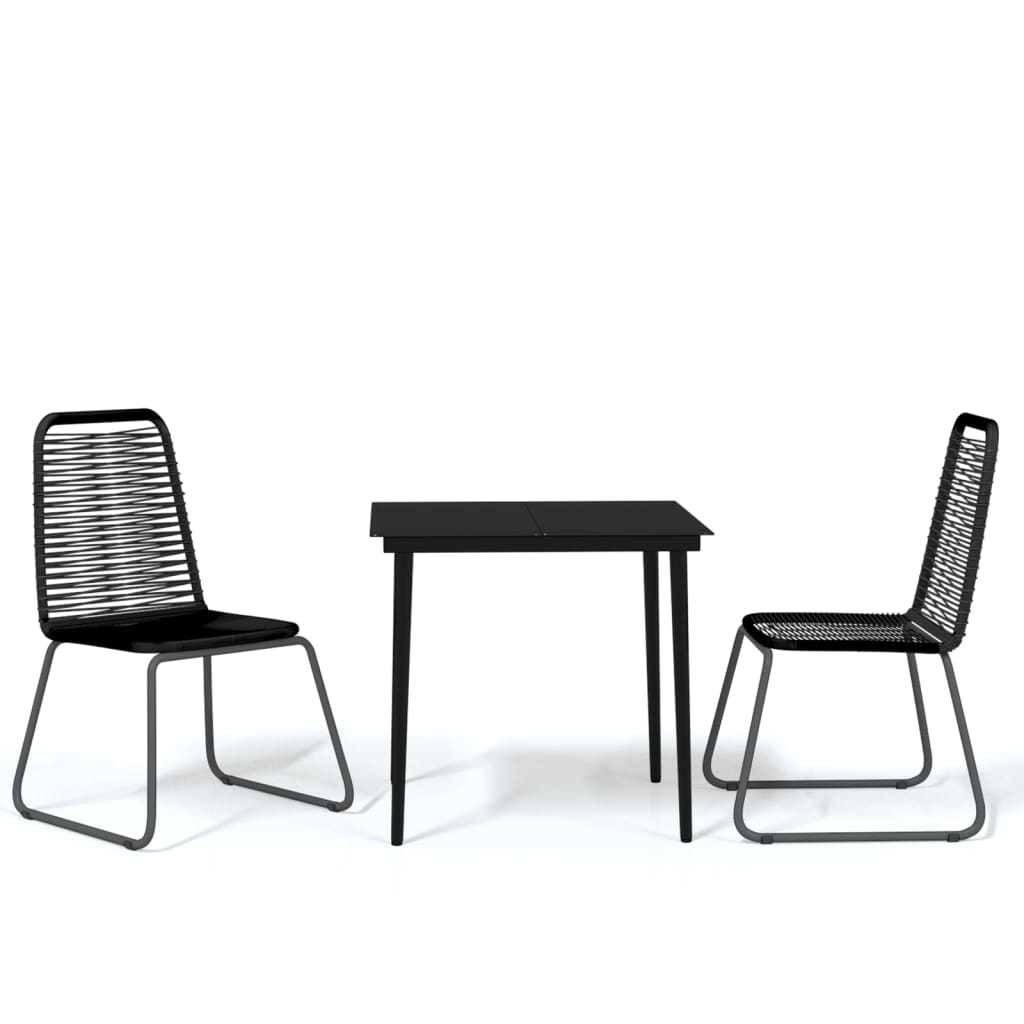 Set Mobili da Pranzo per Giardino 3 pz Nero | homemem39