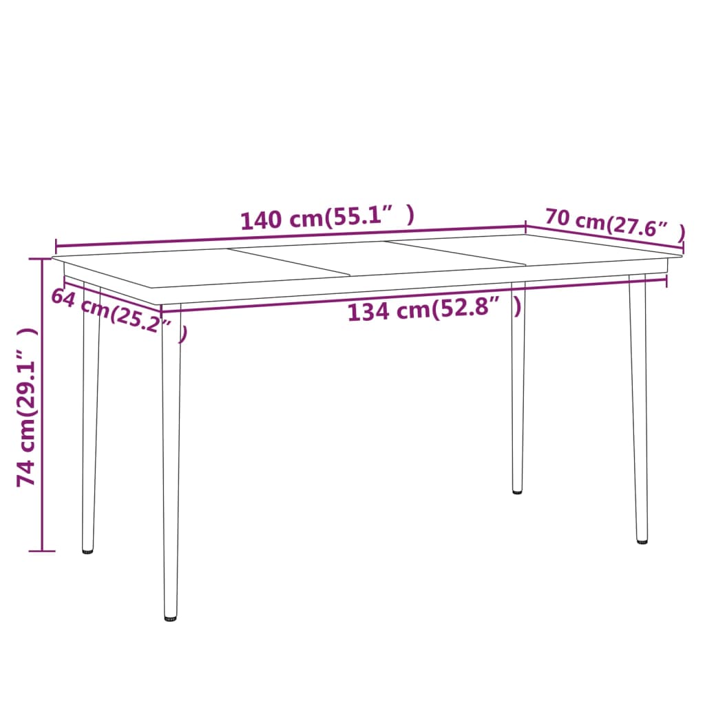 Set da Pranzo da Giardino 5 pz Nero | homemem39